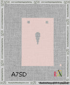 A taped needlepoint canvas with the design: Banner 13 mesh count Squared Apostrophe White on Pink.