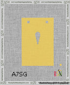 A taped needlepoint canvas with the design: Banner 13 mesh count Squared Apostrophe White on Yellow.