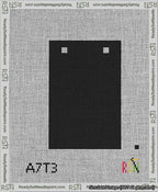 A taped needlepoint canvas with the design: Banner 13 mesh count Squared Blank Black.