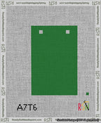 A taped needlepoint canvas with the design: Banner 13 mesh count Squared Blank Green.