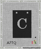 A taped needlepoint canvas with the design: Banner 13 mesh count Squared C White on Black.