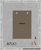 A taped needlepoint canvas with the design: Banner 13 mesh count Squared Dash Black on Brown.