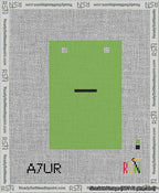 A taped needlepoint canvas with the design: Banner 13 mesh count Squared Dash Black on Light Green.