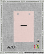 A taped needlepoint canvas with the design: Banner 13 mesh count Squared Dash Black on Pink.