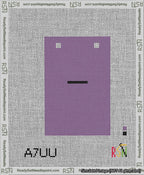 A taped needlepoint canvas with the design: Banner 13 mesh count Squared Dash Black on Purple.