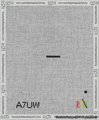 A taped needlepoint canvas with the design: Banner 13 mesh count Squared Dash Black on White.