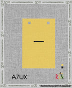 A taped needlepoint canvas with the design: Banner 13 mesh count Squared Dash Black on Yellow.