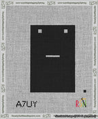 A taped needlepoint canvas with the design: Banner 13 mesh count Squared Dash White on Black.