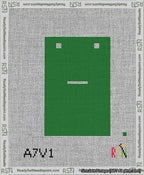 A taped needlepoint canvas with the design: Banner 13 mesh count Squared Dash White on Green.