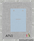 A taped needlepoint canvas with the design: Banner 13 mesh count Squared Dash White on Light Blue.