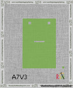 A taped needlepoint canvas with the design: Banner 13 mesh count Squared Dash White on Light Green.