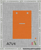 A taped needlepoint canvas with the design: Banner 13 mesh count Squared Dash White on Orange.