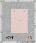 A taped needlepoint canvas with the design: Banner 13 mesh count Squared Dash White on Pink.