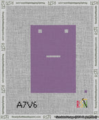A taped needlepoint canvas with the design: Banner 13 mesh count Squared Dash White on Purple.