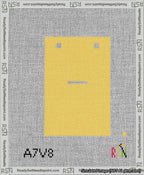 A taped needlepoint canvas with the design: Banner 13 mesh count Squared Dash White on Yellow.