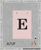 A taped needlepoint canvas with the design: Banner 13 mesh count Squared E Black on Pink.