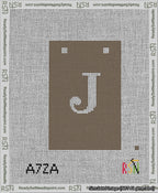 A taped needlepoint canvas with the design: Banner 13 mesh count Squared J White on Brown.