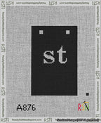 A taped needlepoint canvas with the design: Banner 13 mesh count Squared st White on Black.