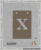 A taped needlepoint canvas with the design: Banner 13 mesh count Squared X White on Brown.