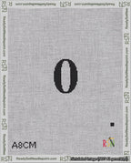 A taped needlepoint canvas with the design: Banner 18 mesh count Curved 0 Black on White.
