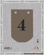 A taped needlepoint canvas with the design: Banner 18 mesh count Curved 4 Black on Brown.