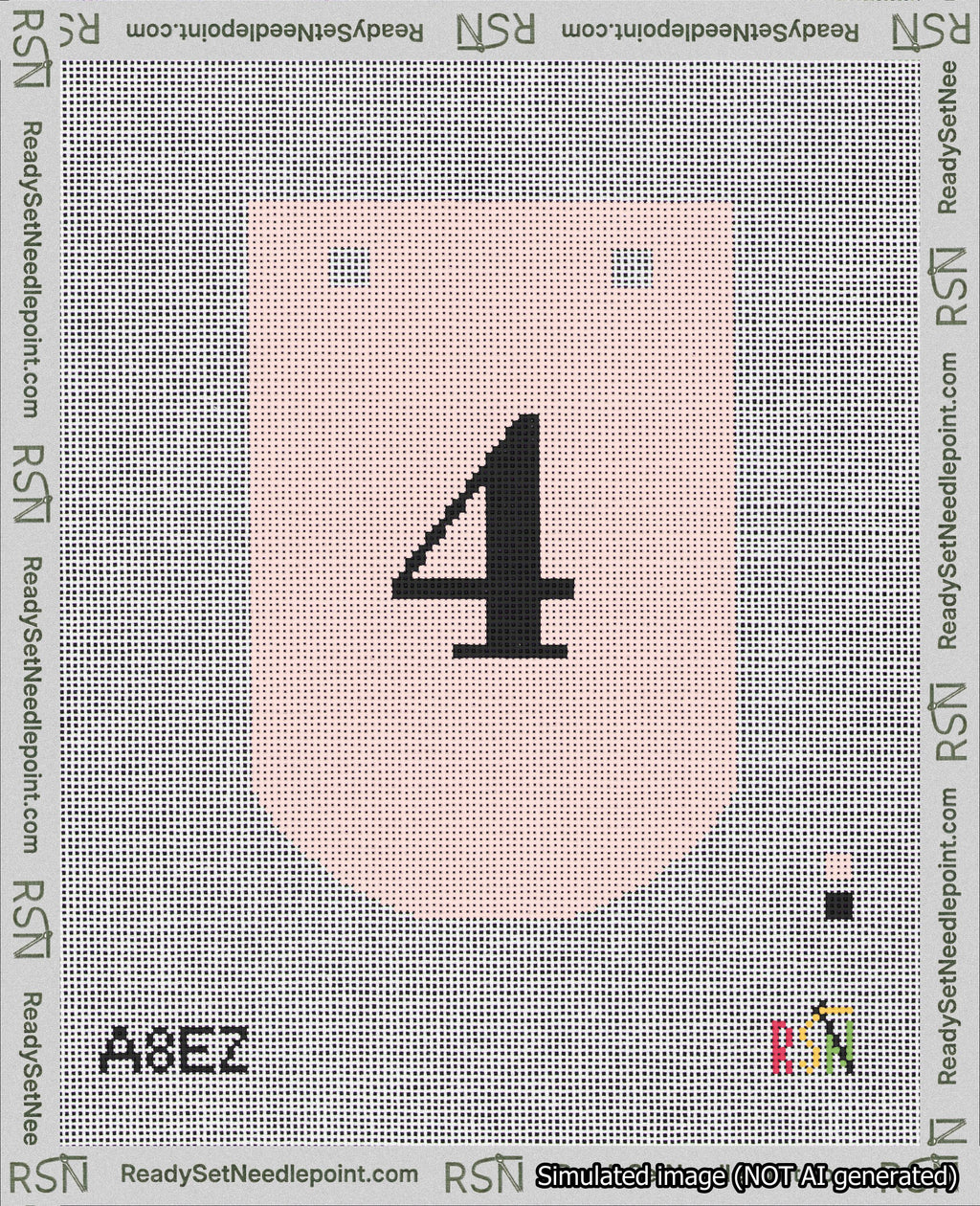 A taped needlepoint canvas with the design: Banner 18 mesh count Curved 4 Black on Pink.
