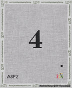 A taped needlepoint canvas with the design: Banner 18 mesh count Curved 4 Black on White.