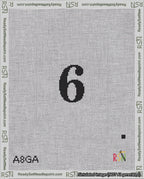 A taped needlepoint canvas with the design: Banner 18 mesh count Curved 6 Black on White.