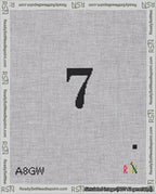 A taped needlepoint canvas with the design: Banner 18 mesh count Curved 7 Black on White.