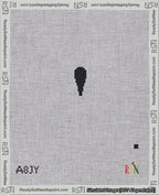 A taped needlepoint canvas with the design: Banner 18 mesh count Curved Apostrophe Black on White.