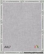 A taped needlepoint canvas with the design: Banner 18 mesh count Curved Blank White.