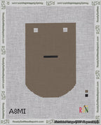 A taped needlepoint canvas with the design: Banner 18 mesh count Curved Dash Black on Brown.