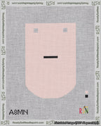 A taped needlepoint canvas with the design: Banner 18 mesh count Curved Dash Black on Pink.