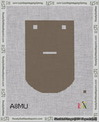 A taped needlepoint canvas with the design: Banner 18 mesh count Curved Dash White on Brown.