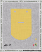A taped needlepoint canvas with the design: Banner 18 mesh count Curved Dash White on Yellow.