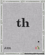 A taped needlepoint canvas with the design: Banner 18 mesh count Curved th Black on White.