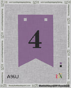 A taped needlepoint canvas with the design: Banner 18 mesh count Forked 4 Black on Purple.