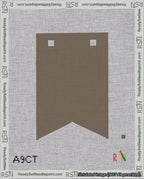 A taped needlepoint canvas with the design: Banner 18 mesh count Forked Blank Brown.