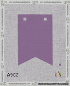 A taped needlepoint canvas with the design: Banner 18 mesh count Forked Blank Purple.