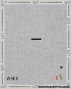 A taped needlepoint canvas with the design: Banner 18 mesh count Forked Dash Black on White.