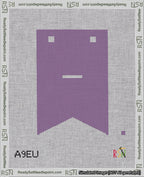 A taped needlepoint canvas with the design: Banner 18 mesh count Forked Dash White on Purple.