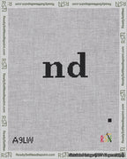 A taped needlepoint canvas with the design: Banner 18 mesh count Forked nd Black on White.