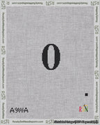 A taped needlepoint canvas with the design: Banner 18 mesh count Pointed 0 Black on White.