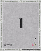 A taped needlepoint canvas with the design: Banner 18 mesh count Pointed 1 Black on White.