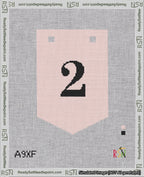 A taped needlepoint canvas with the design: Banner 18 mesh count Pointed 2 Black on Pink.