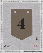 A taped needlepoint canvas with the design: Banner 18 mesh count Pointed 4 Black on Brown.