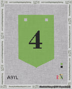 A taped needlepoint canvas with the design: Banner 18 mesh count Pointed 4 Black on Light Green.