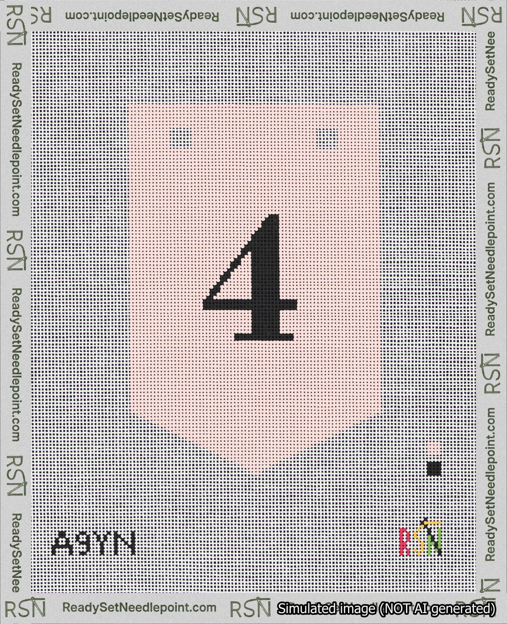 A taped needlepoint canvas with the design: Banner 18 mesh count Pointed 4 Black on Pink.