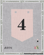A taped needlepoint canvas with the design: Banner 18 mesh count Pointed 4 Black on Pink.