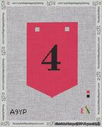 A taped needlepoint canvas with the design: Banner 18 mesh count Pointed 4 Black on Red.